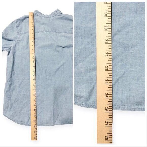 AMO Cooper Ruffled Chambray Shirt, Chambray, Size M, NWT, - Picture 13 of 14